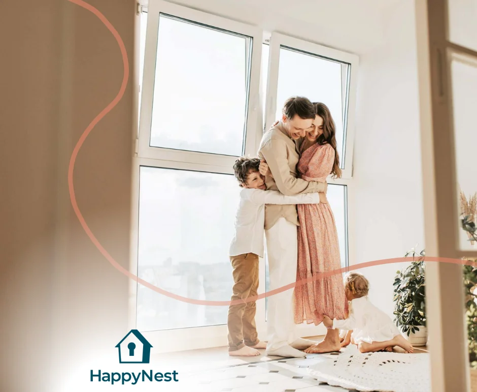 Couple in home with family