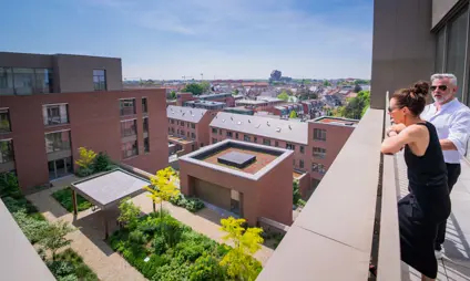 Penthouse verdieping uitzicht over de daktuin - residentie BLVD.