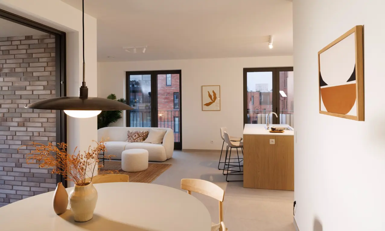 Geel Villa Spoorbloem Kijk Appartement leefruimte woonkamer keuken 