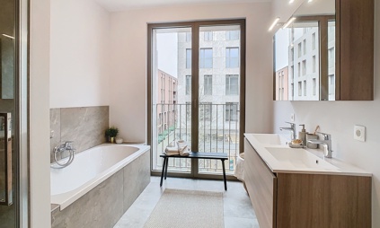 Appartement Quartier Bleu Hasselt, 2 slaapkamers en terras - foto badkamer