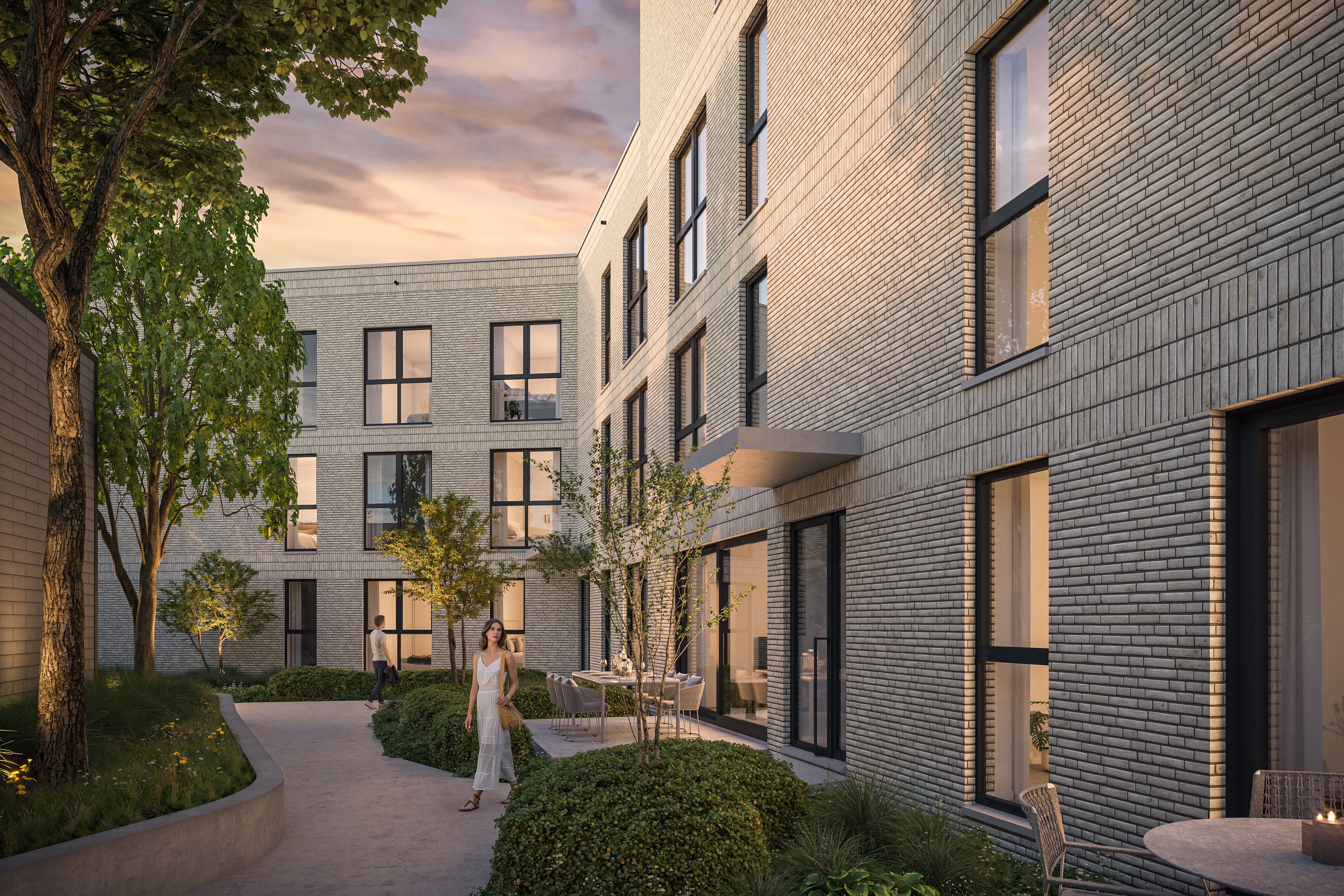 appartementen exterieur avond