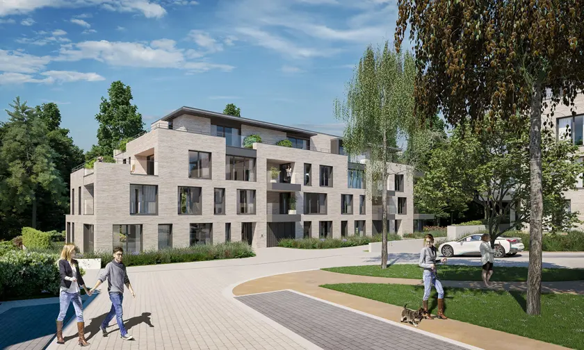 Voorgevel van de appartementen