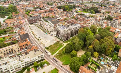 appartementen exterieur luchtbeeld park