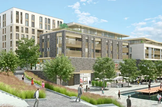 Vooraanzicht van de appartementen