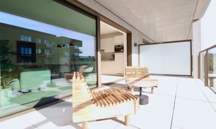 Appartement Waterzicht (Vilvoorde) met 2 slaapkamers - foto van terras half zicht over water