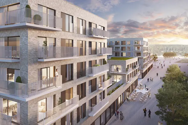 Zijaanzicht van de appartementen