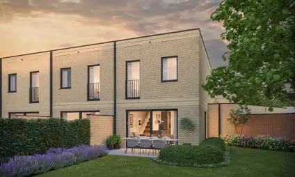woningen exterieur achtergevel avond