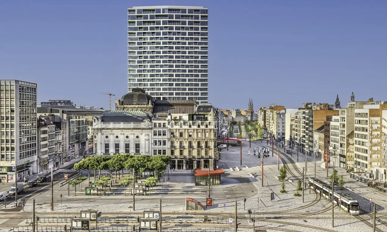 antwerp tower serenity exterior view of Antwerp tram tracks