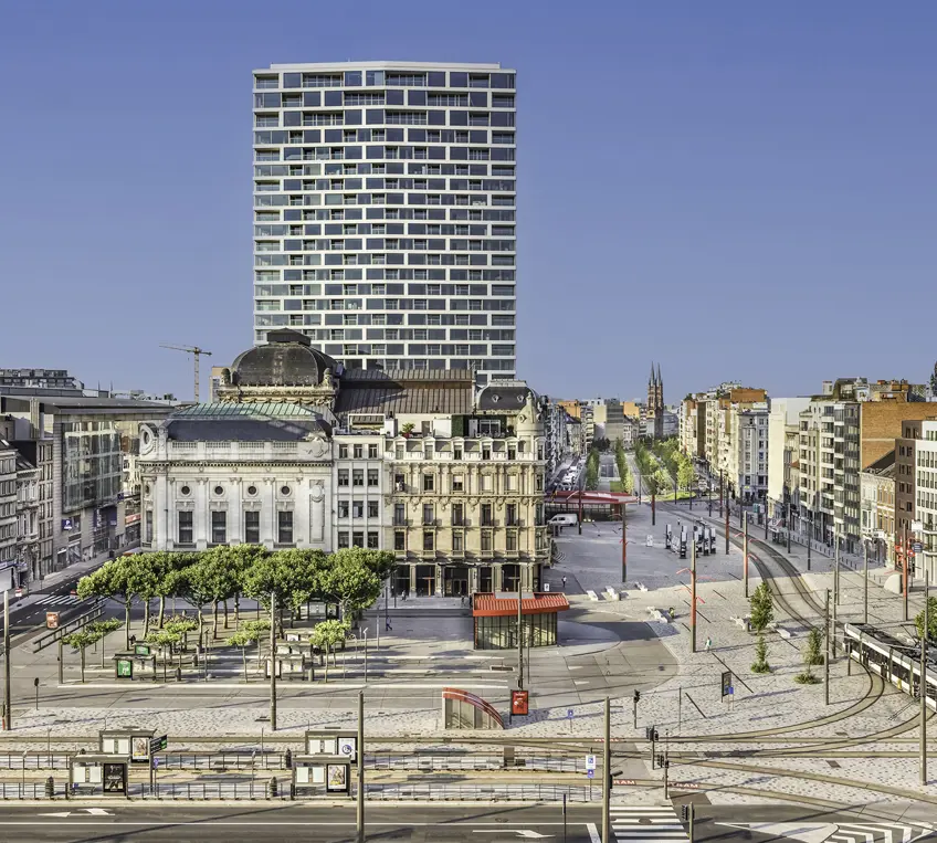 antwerp tower serenity exterior view of Antwerp tram tracks