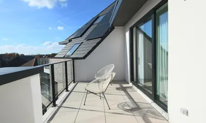 Ruim zonovergoten terras in 't Brouwerskwartier in Haacht