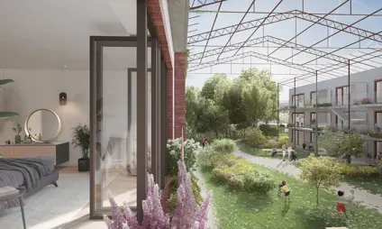 Kijkje vanuit de slaapkamer op de prachtige natuurlijke tuin