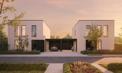 woningen exterieur avond