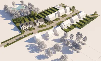 Hove Veldkant nieuwbouw woning in het groen luchtbeeld