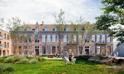 woonproject machelen duplexen met stadstuin op het gelijkvloers, appartementen en studio's met authentieke gevelelementen